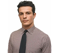 B by Brooks Brothers Men's Regular-Fit Spread Collar Tartan Plaid Dress Shirt