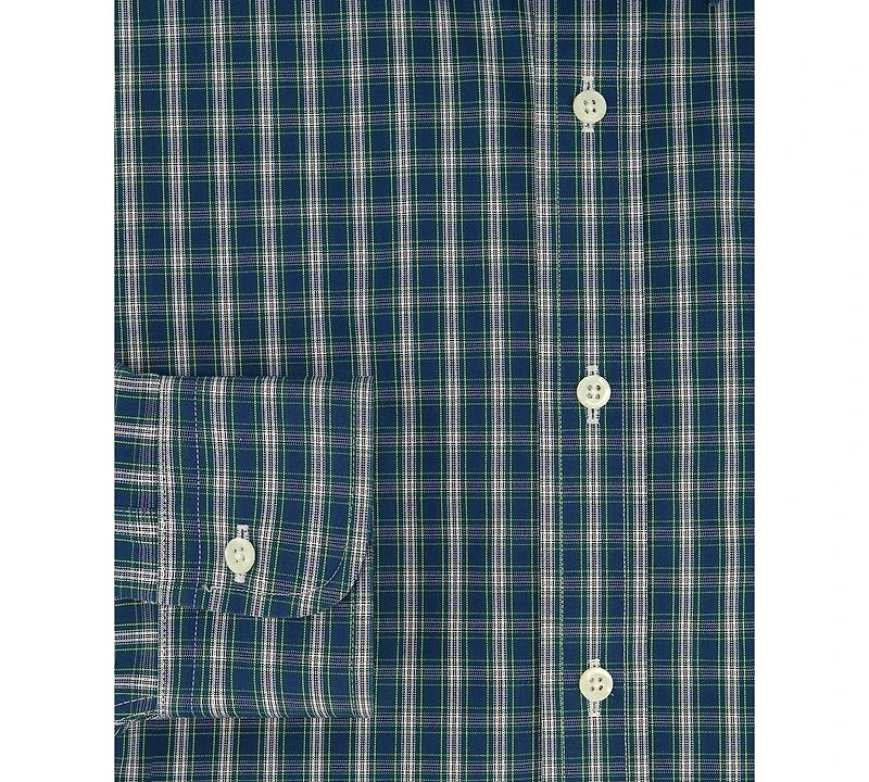 Brooks Brothers Men's Regular-Fit Polo Button- Down Collar Tartan Plaid Dress Shirt