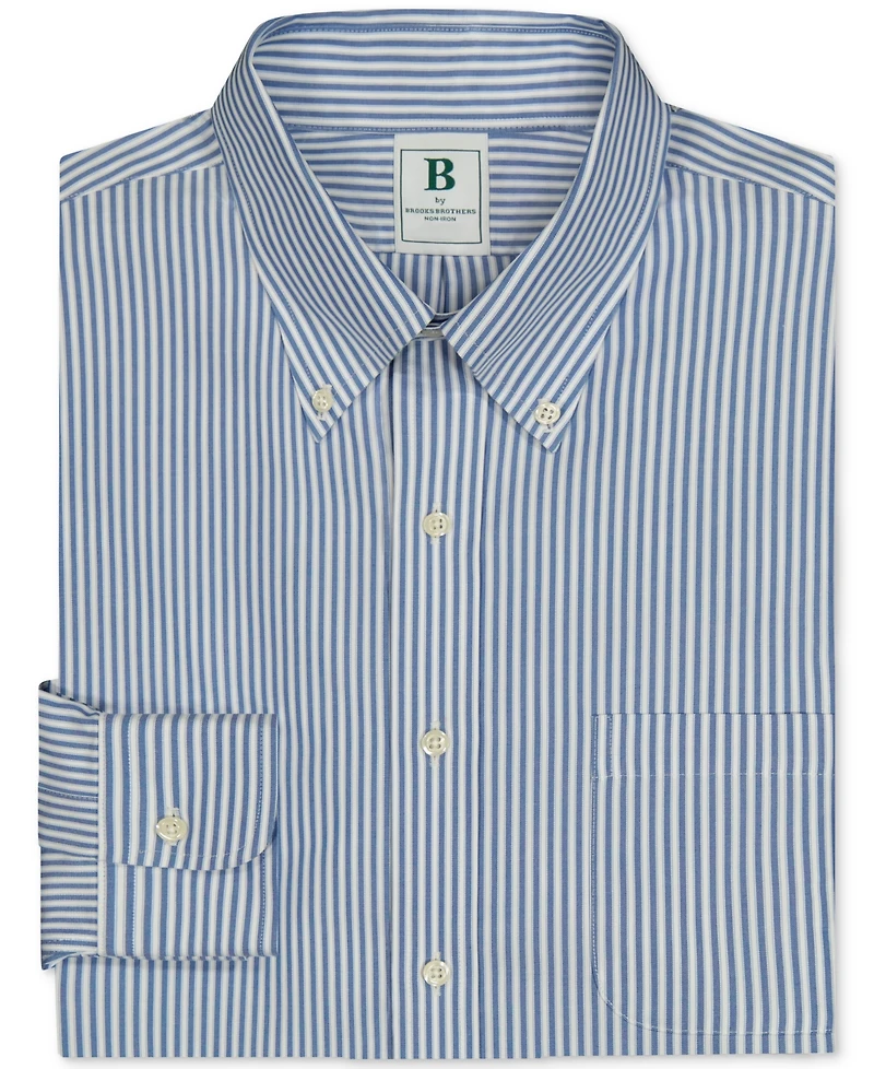 Brooks Brothers Men's Regular-Fit Polo Button-Down Collar Non-Stripe Dress Shirt