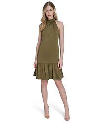 Vince Camuto Petite Satin Mock-Neck Sleeveless Short Dress