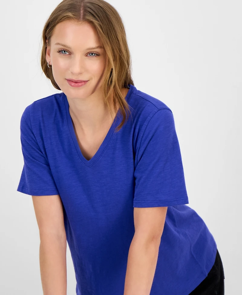 Eileen Fisher Women's V-Neck Cotton T-Shirt
