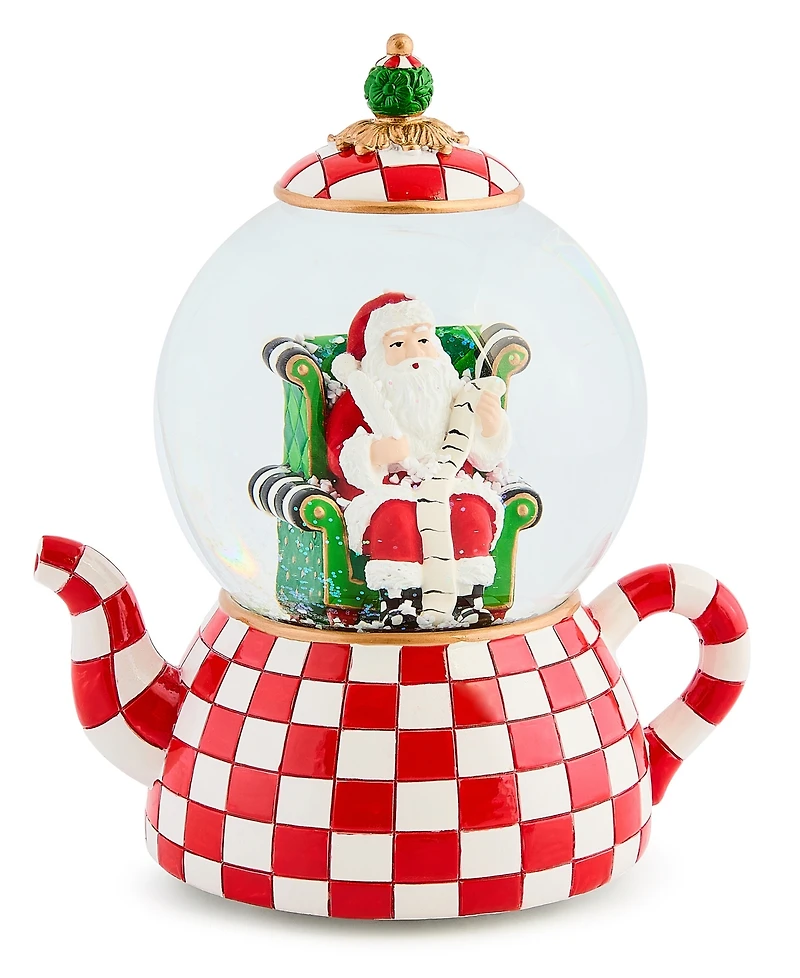 MacKenzie-Childs Courtly Check Teapot Snow Globe