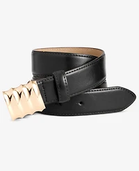 I.n.c. International Concepts Ripple Buckle Patent Belt, Macy's Exclusive