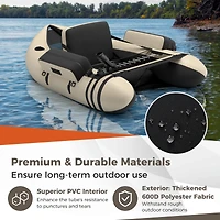 Akiudex Inflatable Fishing Float Tube with Pump Storage Pockets and Fish Ruler
