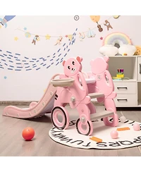 4 in 1 Foldable Baby Slide Toddler Climber Slide PlaySet w/ Ball