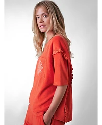 Cape Cove Women's Sea Coral Terry Frill Top