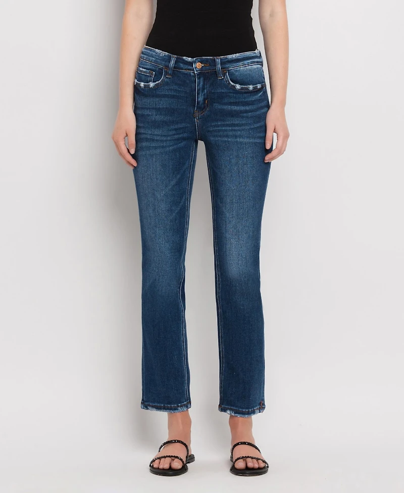 Flying Monkey Women's Mid Rise Slim Straight Jeans