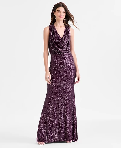 Eliza J Women's Sequined Cowlneck Gown