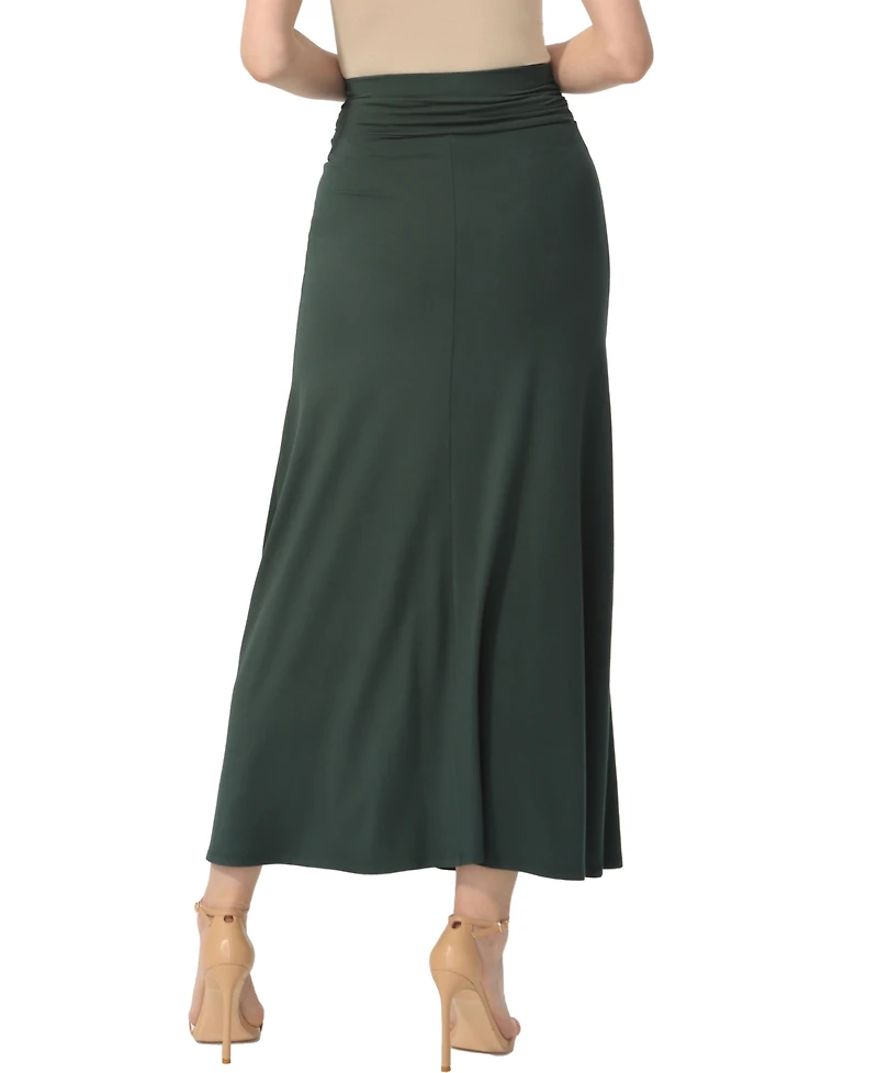 kimi + kai Women's Waist Ruched Pull On Maxi Skirt