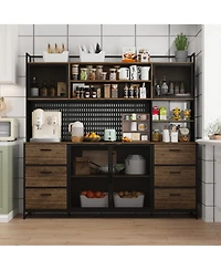 Homsee High quality wood color steel wood combination cabinets, storage cabinets, pantry