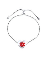 Bling Jewelry Pre-graved with Addison Disease Heart Charm Medical Id Bracelet Stainless Steel