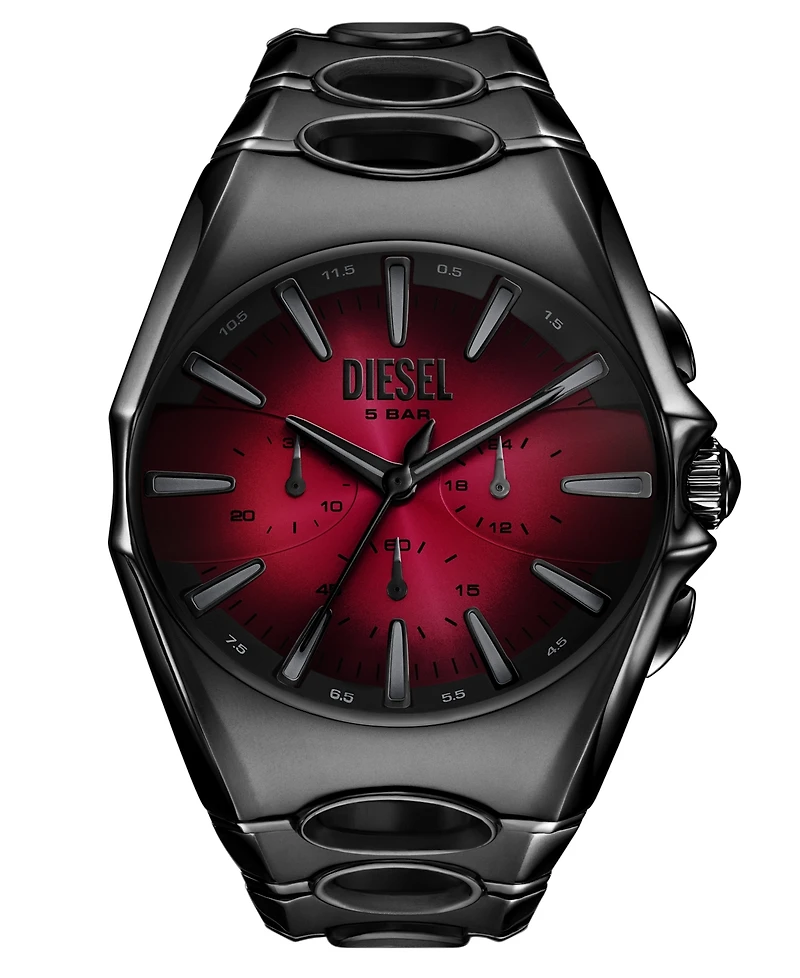 Diesel Men's D-Curve Quartz Chronograph Black Stainless Steel Watch, 48mm