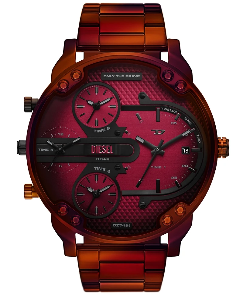 Diesel Men's Mr. Daddy Slim Quartz Three-Hand Date Red Stainless Steel Watch, 54mm