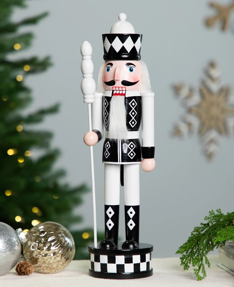 Northlight 15" Checkered Nutcracker Soldier with Scepter Christmas Figure