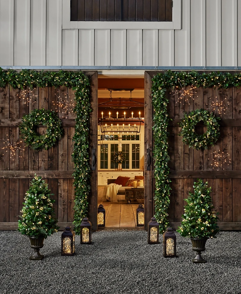 Balsam Hill 24" Outdoor Berry Cypress Pre-Lit Wreath
