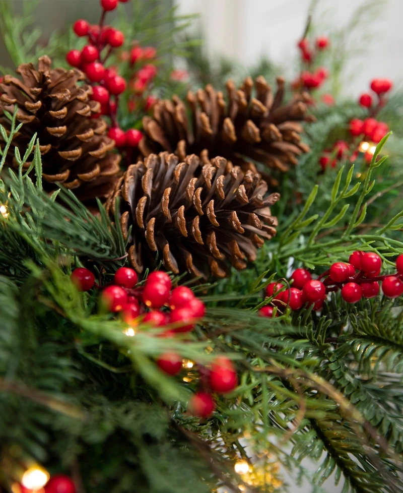 Balsam Hill 10 ft Outdoor Berry Pine Pre-Lit Garland