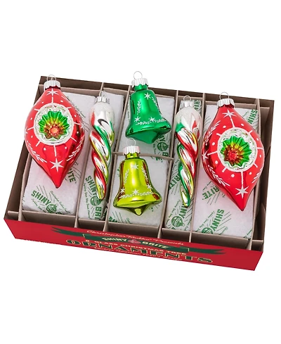 Shiny Brite Holiday Splendor Mixed Shapes, Set of 6