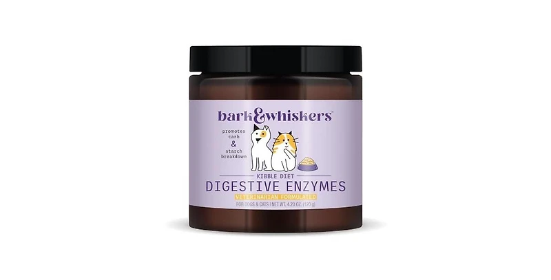 Bark & Whiskers Digestive Enzymes Kibble Diet, for Dogs & Cats, 4.23 oz. (120 g), 150 Scoops, Promotes Carb & Starch Breakdown, Veterinarian Formulate