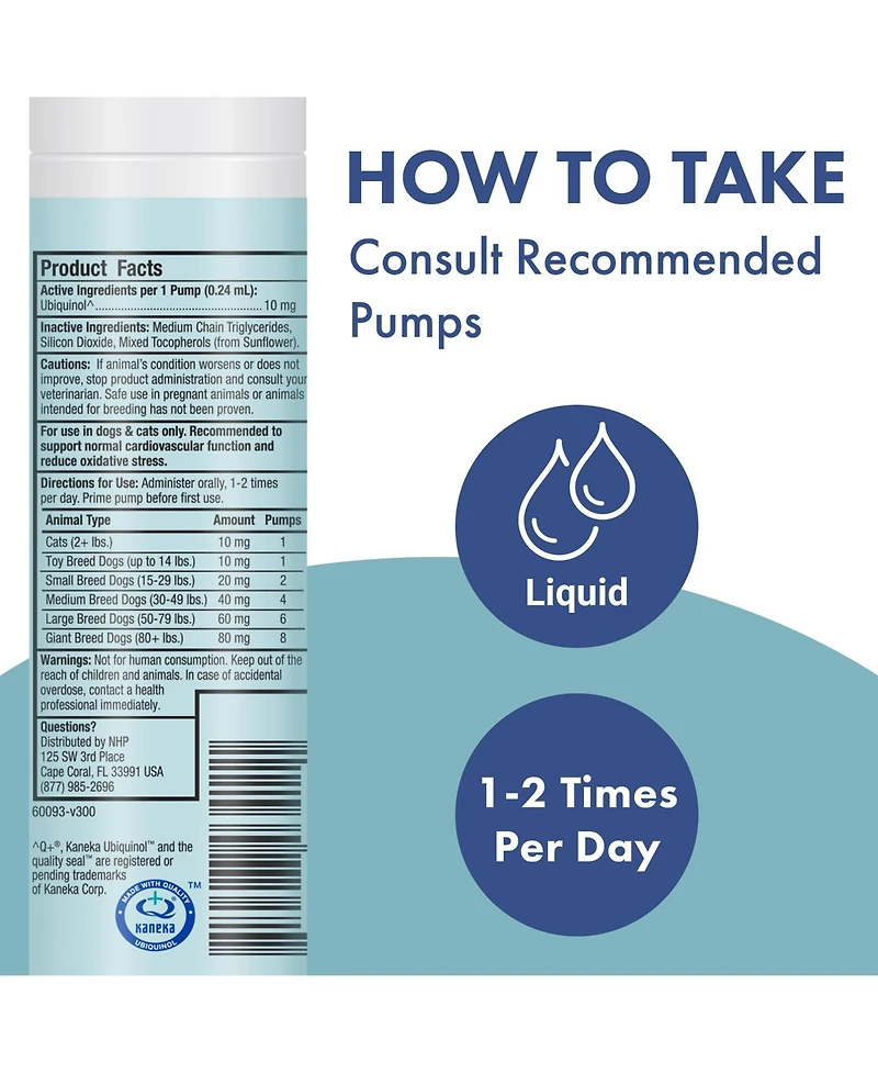Bark & Whiskers Ubiquinol Liquid Pump for Dogs & Cats, 1.45 Fl. Oz. (43 mL), 149 Pumps, Supports Healthy Immune Function, Veterinarian Formulated, Non