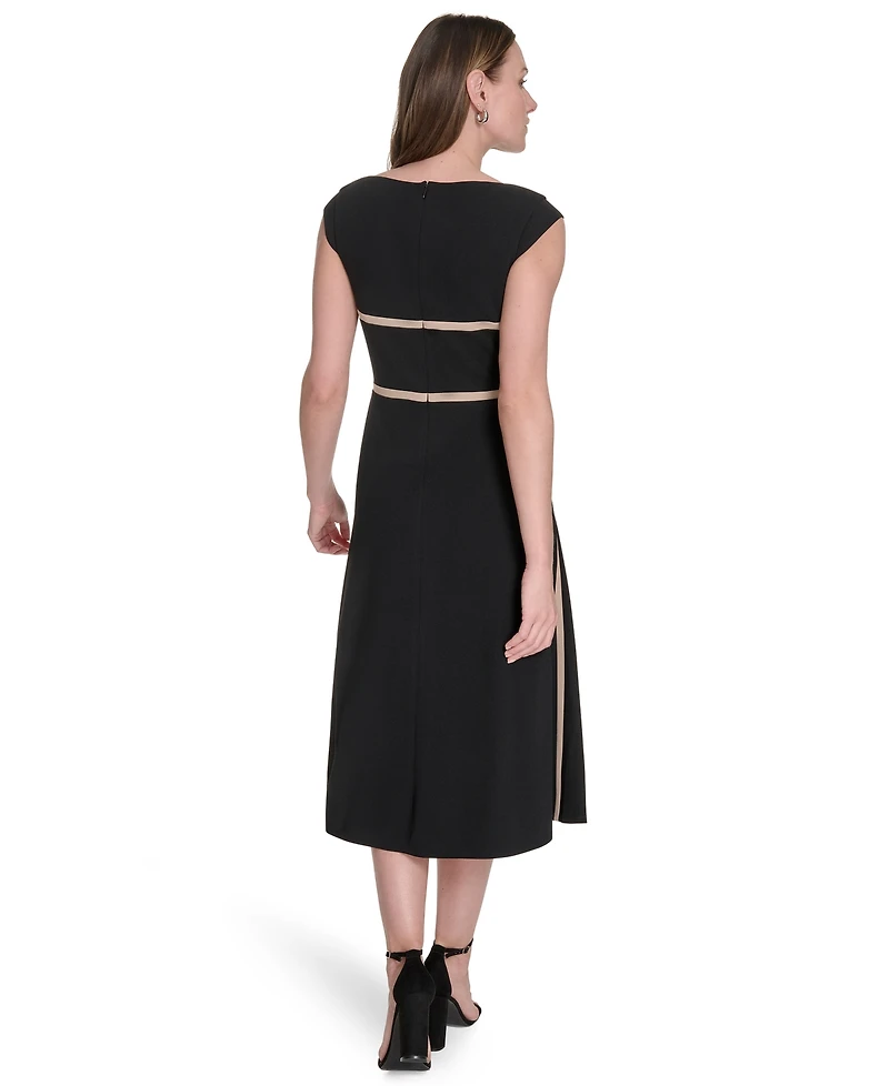 Tommy Hilfiger Women's Colorblocked Midi Fit & Flare Dress