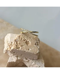 Adornia Fine 14k Gold Vermeil .925 Sterling Silver Cz Crossed Half Eternity Band Ring