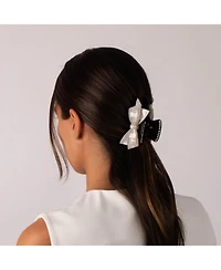 White & Black Bow Medium Claw Clip By Adina Eden