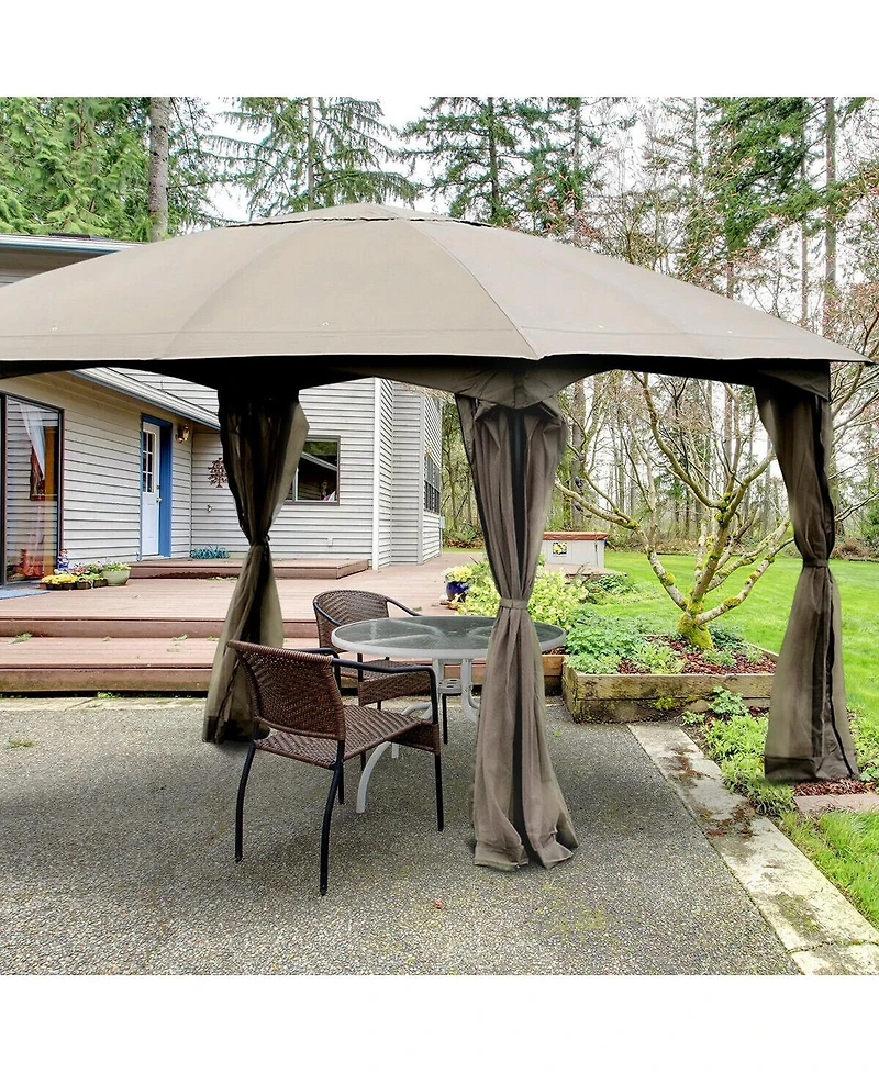 Gymax 11.5FT Patio Gazebo Canopy Tent Wedding Party Shelter Awning Mosquito Netting