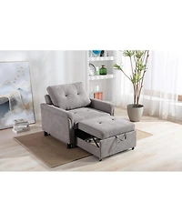 Homlux 35"W Gray Woven Convertible Armchair