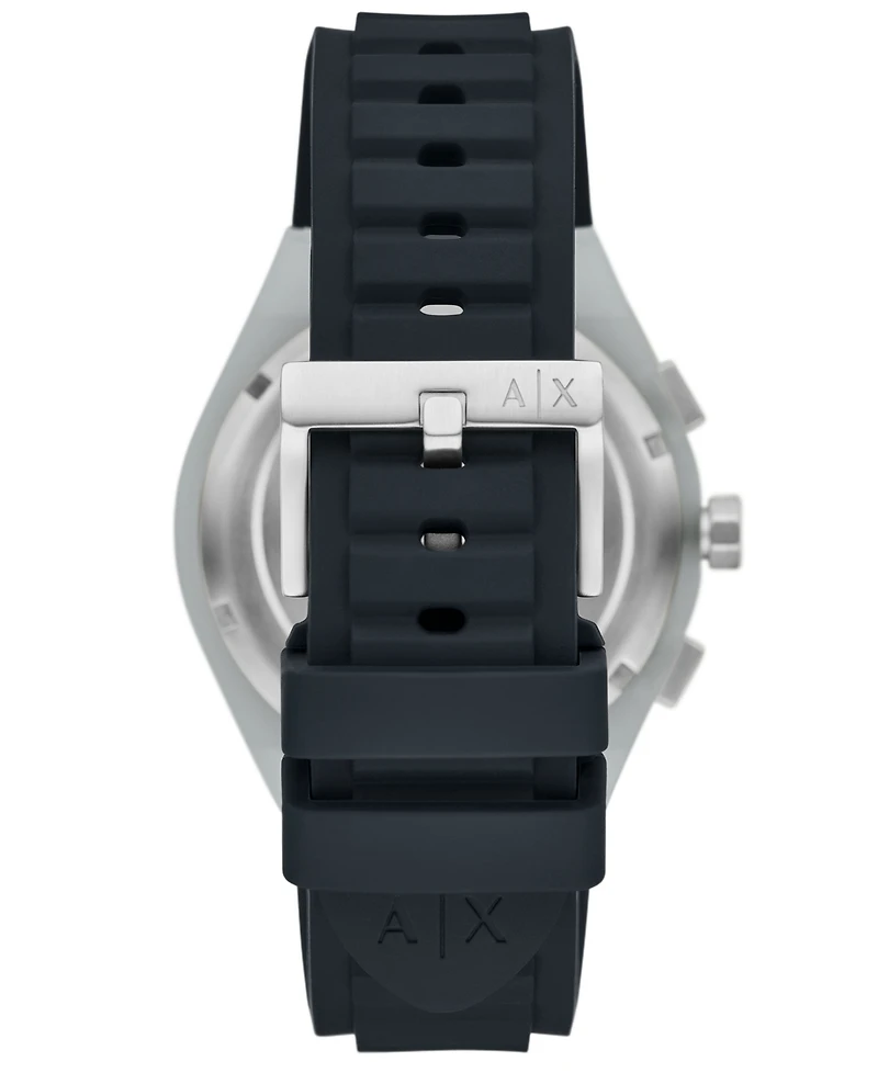 A|X Armani Exchange Men's Sync Quartz Chronograph Blue Silicone Watch, 44mm