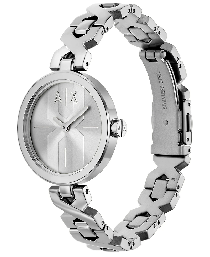 A|X Armani Exchange Women's Quartz Two-Hand Silver Stainless Steel Watch, 32mm
