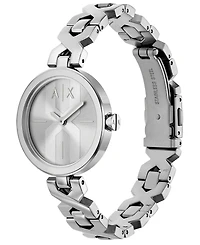 A|X Armani Exchange Women's Quartz Two-Hand Silver Stainless Steel Watch, 32mm