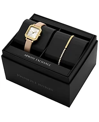 A|X Armani Exchange Women's Quartz Three-Hand Nude Leather Watch, 27mm