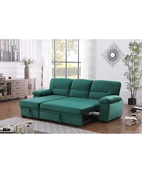 Homlux 97.5"W Green Velvet Fabric Reversible Sleeper Sectional Sofa Chaise