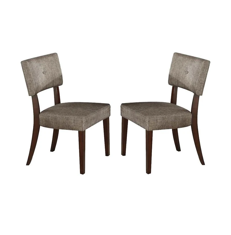 Set of 2 Tufted Upholstered Fabric Dining Chairs with Open Back Design For Dining Room
