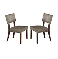 Set of 2 Tufted Upholstered Fabric Dining Chairs with Open Back Design For Dining Room