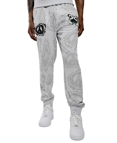All Good Things Are Welcome Here Men's Peace Sign Graphic Joggers