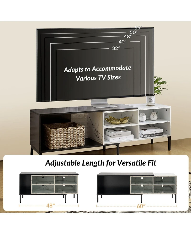 Mario Modern Expandable Tv Stand with Led Strip