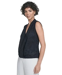 Calvin Klein Women's Floral Surplice-Neck Sleeveless Blouse