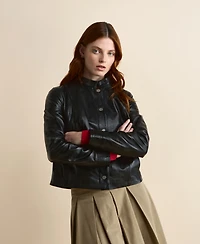 Furniq Uk Women's Leather Bomber Jacket, Created for Macys