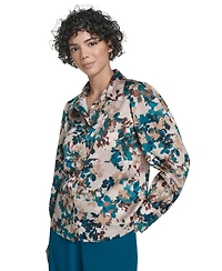Calvin Klein Women's Printed Charmeuse Button-Front Blouse