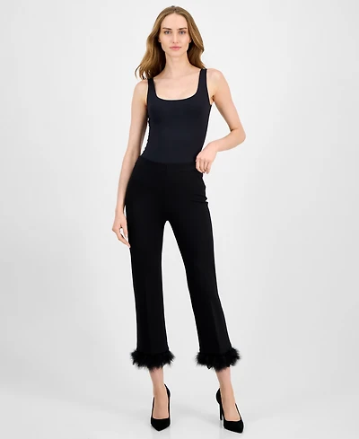 Anne Klein Women's Pull-On Hollywood Feather-Trim-Cuff Pants