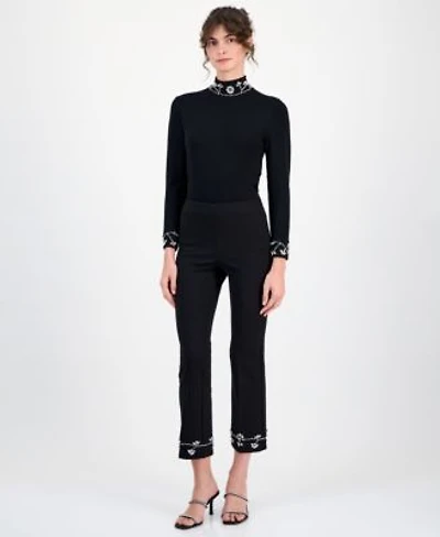 Anne Klein Womens Embellished Pull On Kick Flare Pants P Xxs 3x