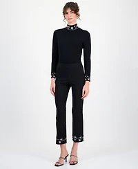 Anne Klein Womens Embellished Pull On Kick Flare Pants P Xxs 3x