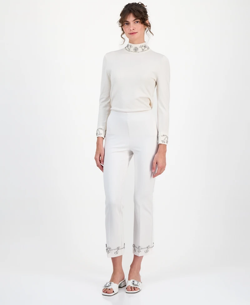 Anne Klein Women's Embellished Pull-On Kick-Flare Pants