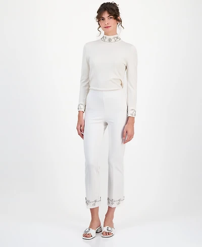 Anne Klein Women's Embellished Pull-On Kick-Flare Pants