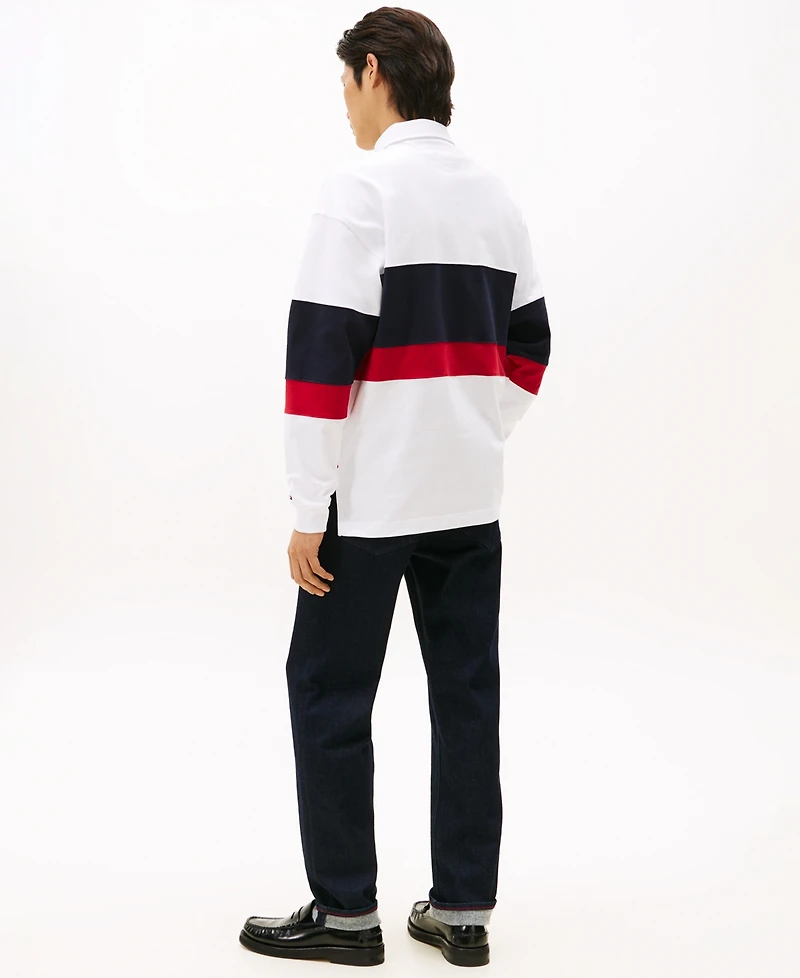 Tommy Hilfiger Men's Stripe Logo Rugby Shirt