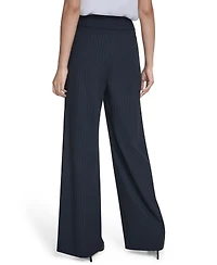 Calvin Klein Women's Pinstripe High-Rise Wide-Leg Pants