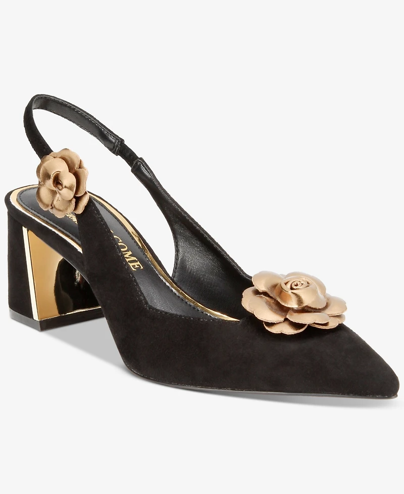 Things Ii Come Women's Leza Luxurious Slingback Block-Heel Ballet Pumps