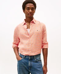 Tommy Hilfiger Men's 100% Linen Gingham Button Up Shirt