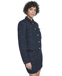 Calvin Klein Women's Boucle Cropped Long-Sleeve Jacket